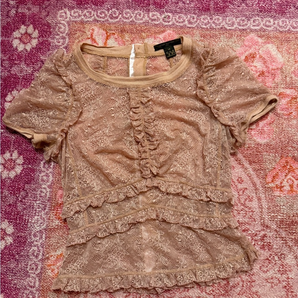 Vintage Louis Vuitton Lace Ruffle Top